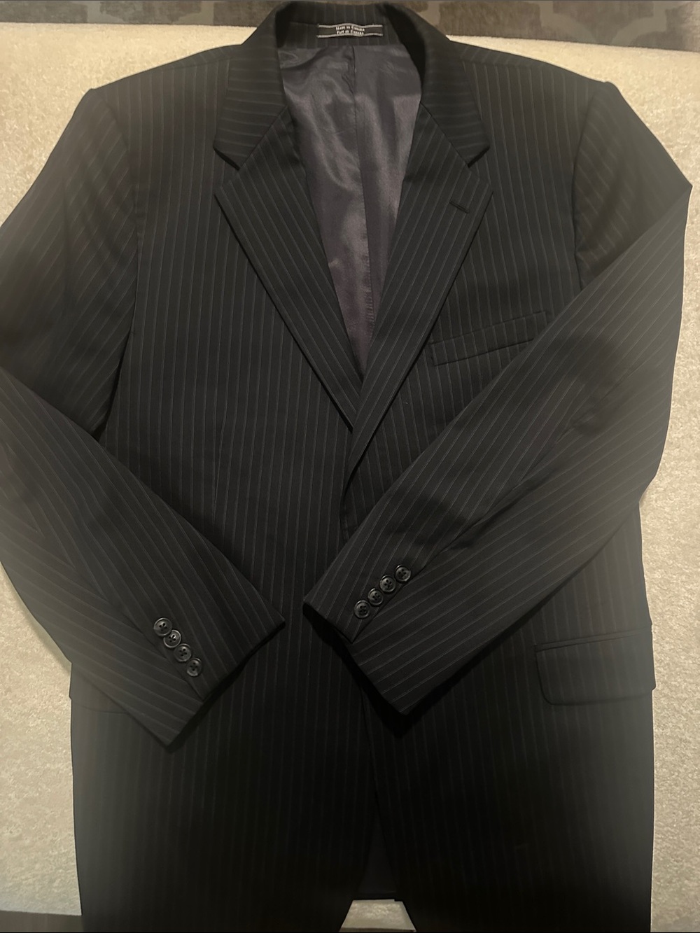 Theory Black Pinstripe Men's Suit Jacket